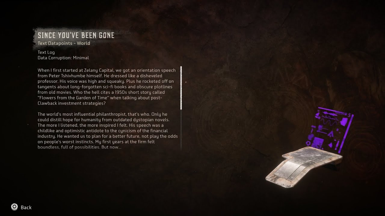 Horizon Forbidden West - Text Datapoint - World #66 Since You've Been Gone