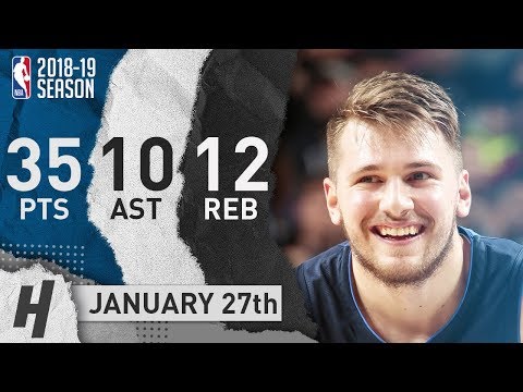 Luka Doncic Triple-Double Highlights Mavericks vs Raptors 2019.01.27 - 35 Pts, 12 Reb, 10 Assists