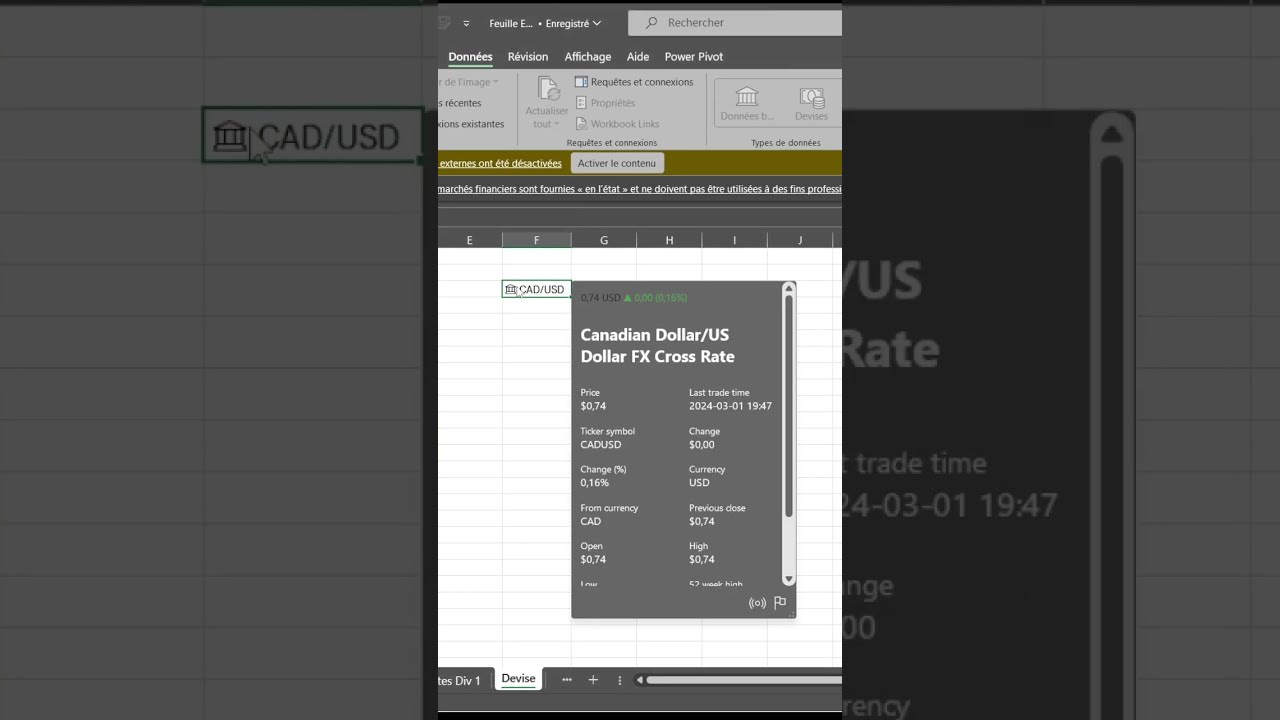 Acc dez Aux Taux De Change CAD USD Avec Excel Guide Complet Pour Acc dez Aux Taux De Change CAD USD Avec Excel Guide Complet Pour