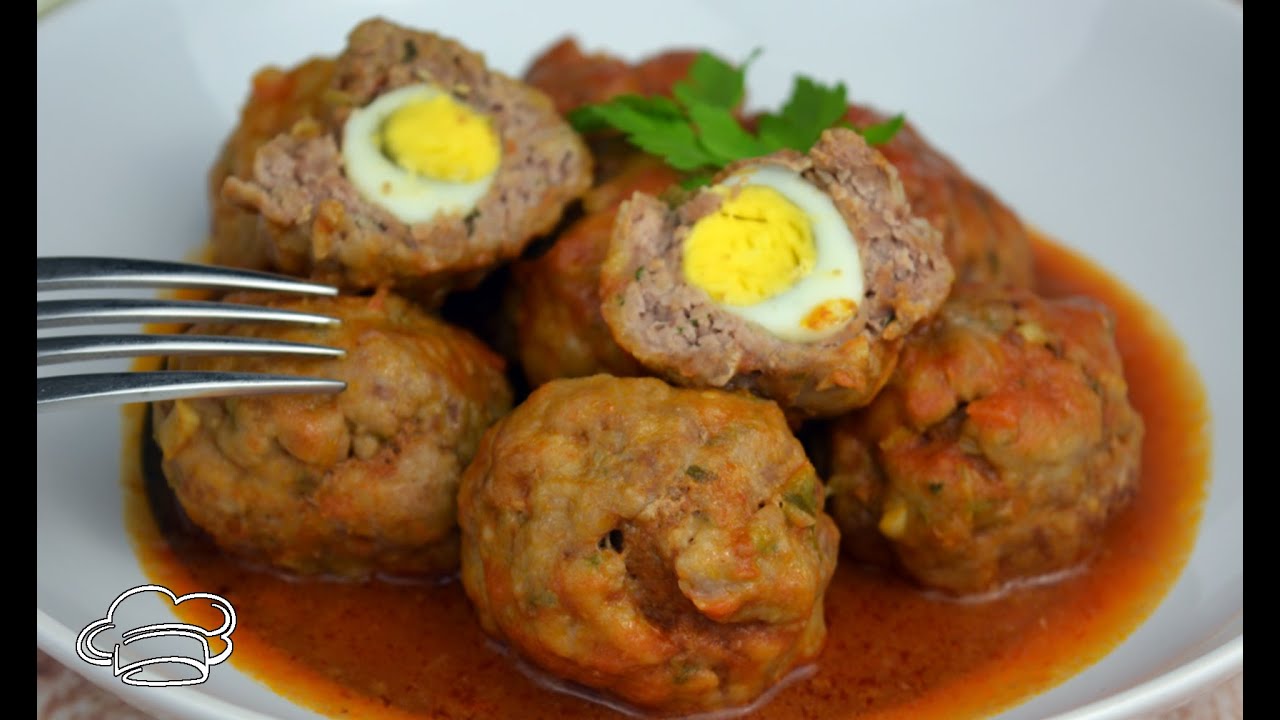 Albóndigas rellenas de huevo con salsa de tomate By #JavierRomero - YouTube