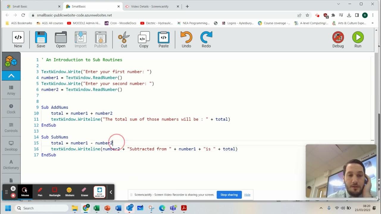 Lesson 11 - Creating a subroutine in Small Basic - Part 2 - YouTube