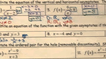 Algebra 2, 5th 6 weeks, TEST 5 3 Review Rational Functions Zeros, Asymptotes and Holes Problem #7 to