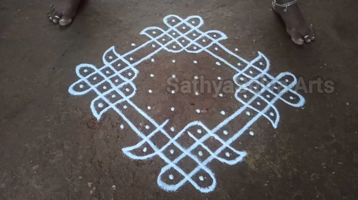 10 x 2 dots easy beautiful purattasi madha sikku kolam design | kambi Kalam | SathyaSelva Arts