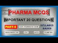 PHARMACY MCQS PART-5 | IMPORTANT 20 QUESTIONS