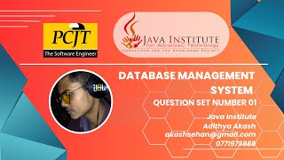 Question Set Number 01  | Database Management System | Java Institute | PCJT