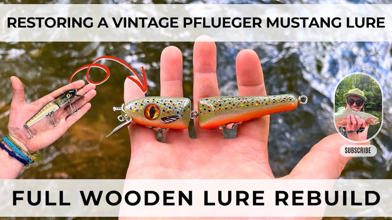 Restoring a Vintage Pflueger Mustang Lure | Full Wooden Lure Rebuild & Airbrushing Tutorial Restoring a Vintage Pflueger Mustang Lure | Full Wooden Lure Rebuild & Airbrushing Tutorial