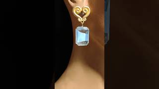 my design (HARD TO PHOTO the facets) Late 1940's W German mold facetted Givre' glass jewels 25x18mm