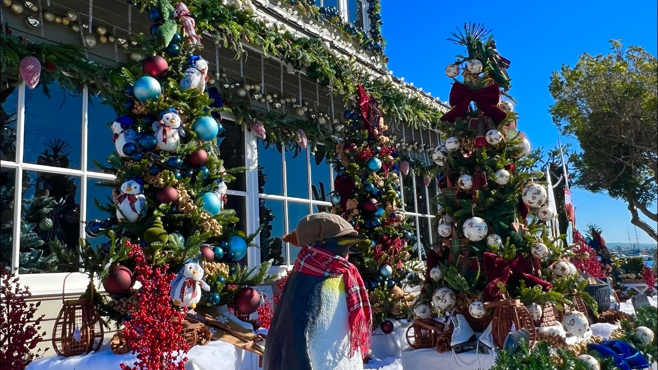Balboa Island 12/2025 🎄Christmas decorations ❄️ ICE protest 