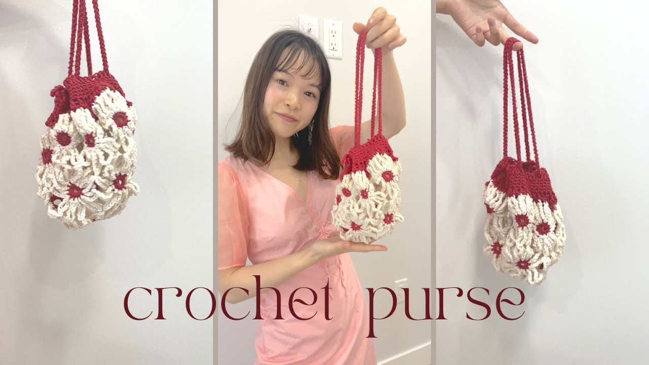 ニット巾着バック 編み方 かぎ針 手編み ハンドメイド - YouTube ニット巾着バック 編み方 かぎ針 手編み ハンドメイド - YouTube