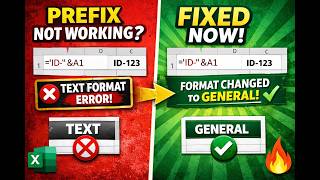 Add Prefix in Excel Not Working? Fix TEXT Format Error Instantly! 🔥 | Excel Tips &amp; Tricks
