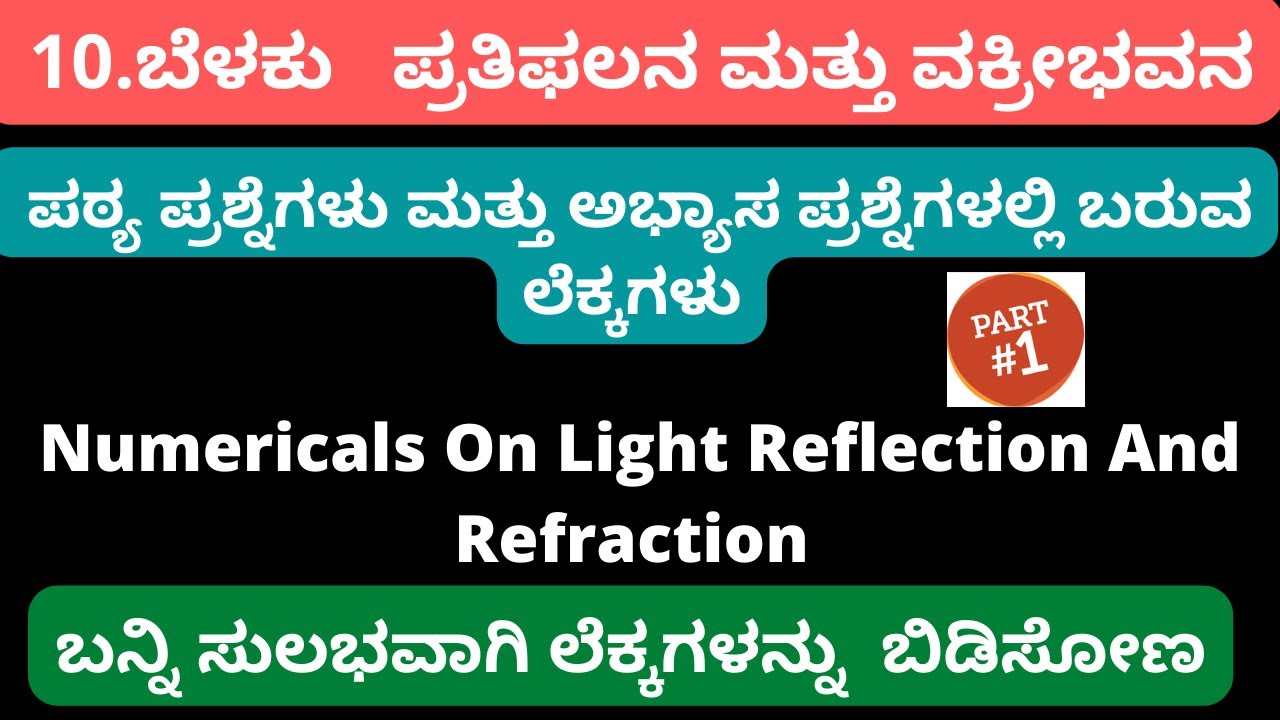 #RKClass|| ಬೆಳಕು ಪಾಠದ ಮೇಲಿನ ಲೆಕ್ಕಗಳು  ಭಾಗ-1||Numerical On Light Reflection And Refraction Part 1||