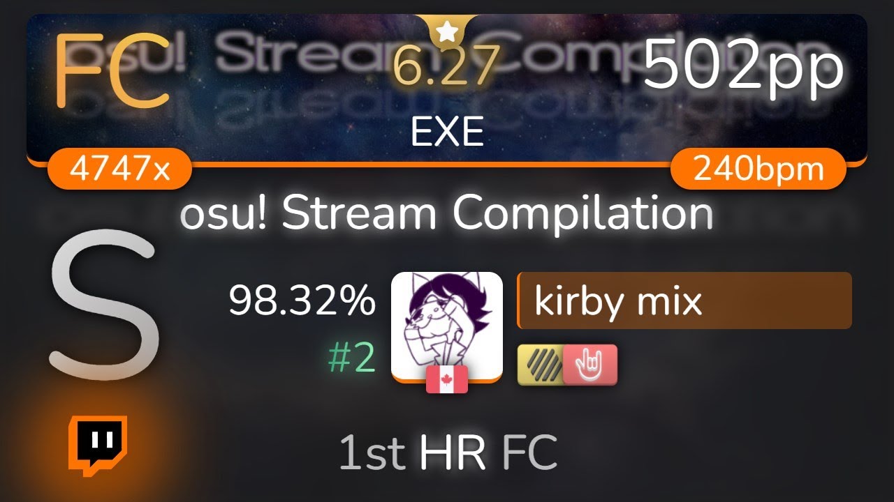 [Live] kirby mix | Various Artists - osu! Stream Compilation [EXE] +HDHR 98.32% {#2 502pp FC} - osu!