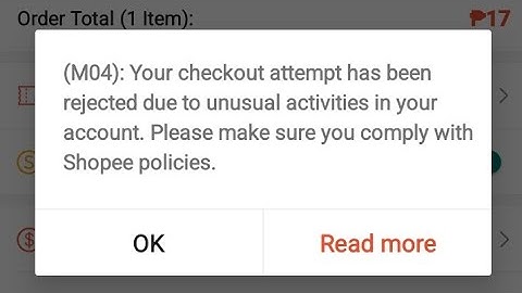 How to fix checkout rejected on shopee (M04)