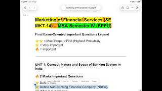 Marketing of Financial Services MBA 4th semester Imps for Exam 2026🔥🔥🔥