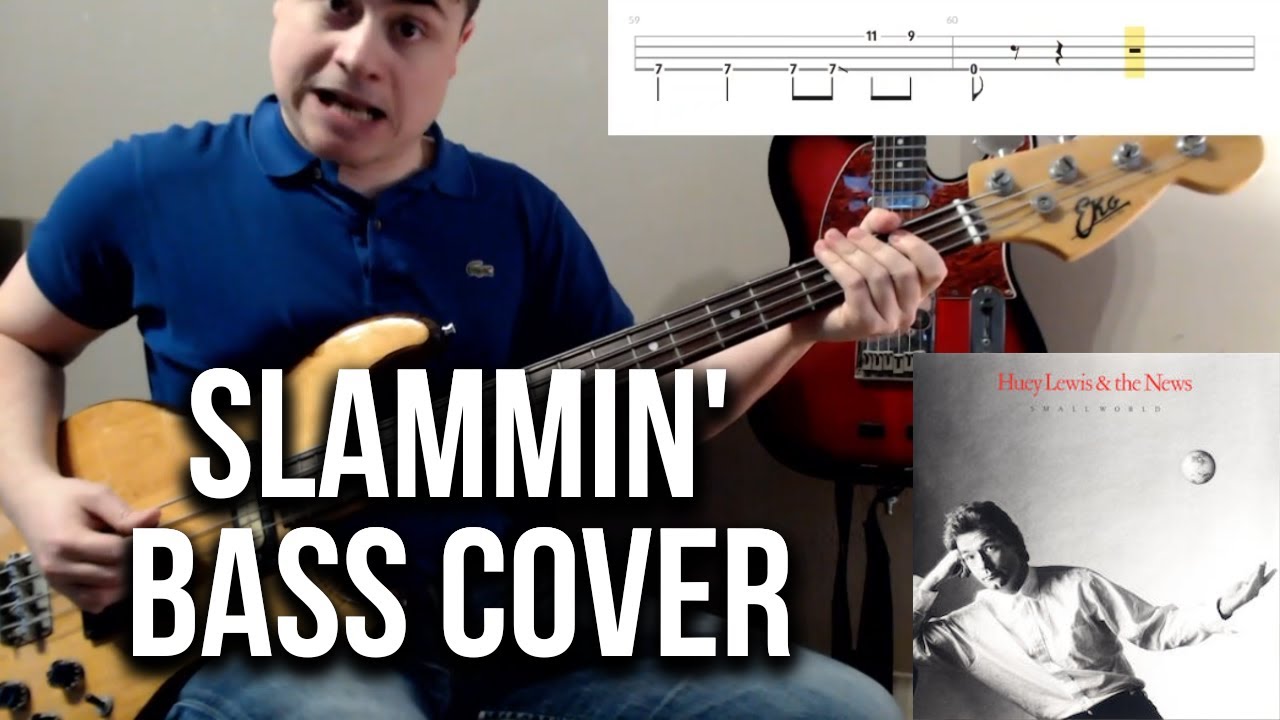 Huey Lewis & The News - Slammin' - Bass Cover - Playalong with TABS