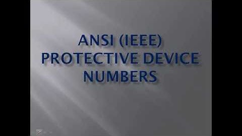 ANSI DEVICE NUMBERS