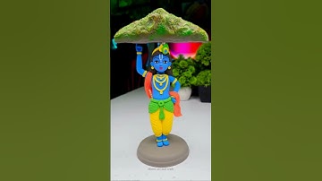 Krishna ji with govardhan parvat 🌸 Krishna ji idol making 🦚 Jai shree Krishna #shorts #short