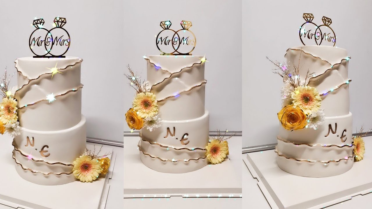 طورطة عرس او خطوبة بشكل أنيق بجميع التفاصيل القياسات و ثمن البيع gâteau de mariage 👰