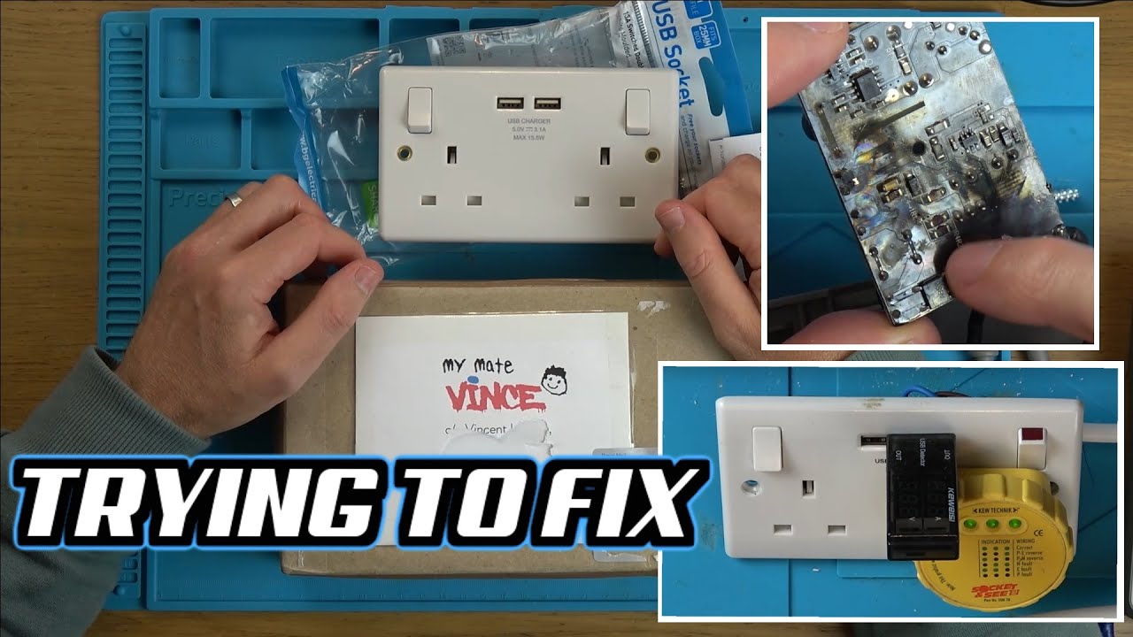 markedsføring rysten hule Burnt Out Exploded USB Wall Socket - Trying to FIX - YouTube