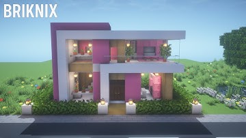 Modern pink house tutorial in minecraft! #minecraft#briknix#javaedition#minecraftbuilding
