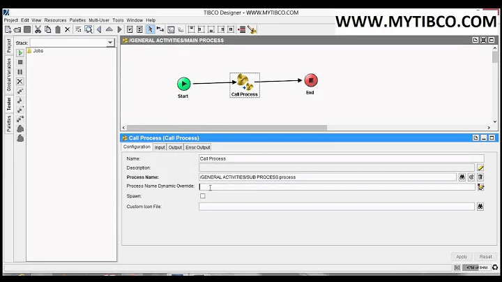 TIBCO BW GENERAL ACTIVITIES  CALL SUB PROCESS PALLET
