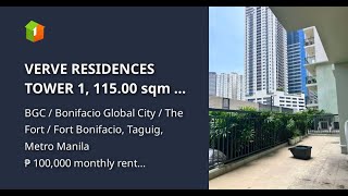 VERVE RESIDENCES TOWER 1, 115.00 sqm 2 Bedroom with Balcony and Parking in BGC