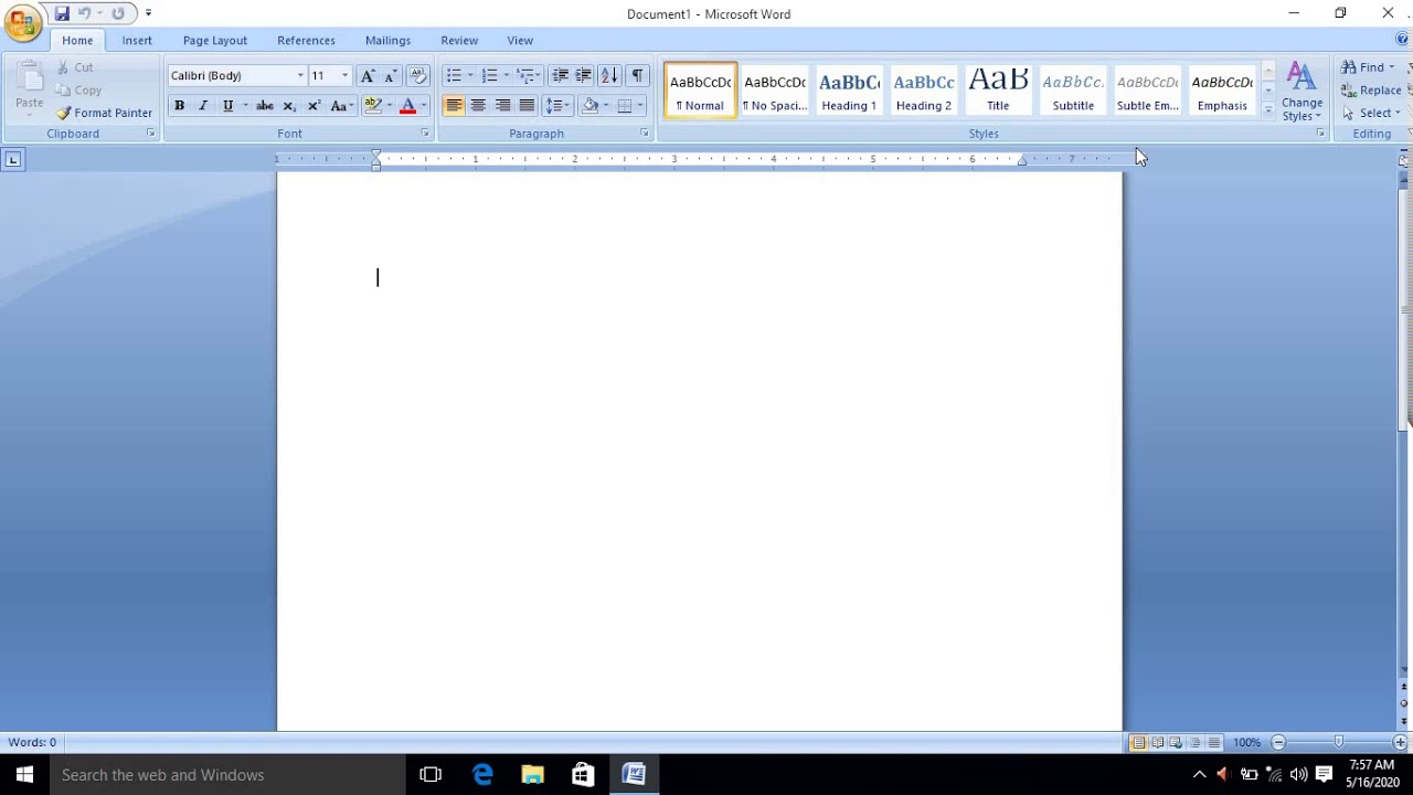 assignment for ms word home tab