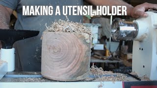 Green turning a utensil holder | Part 1