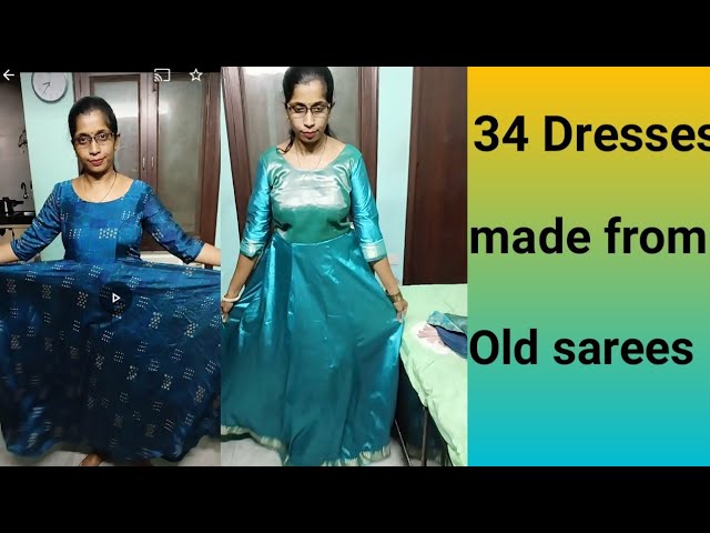 Old sarees Long Gowns Ideas //Reused old sarees - YouTube | Beautiful dress  designs, Long gown design, Recycled dress