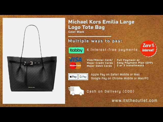 Michael Kors Emilia Large Logo Tote Bag Black 