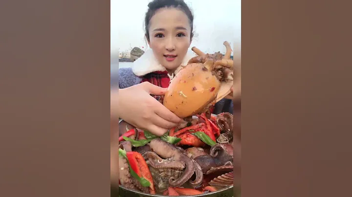 ASMR (COOKING & EATING)SPICY SEAFOOD(CRAB, SCALLOP, ABALONE, OCTOPUS, SHRIMP, SQUID, ENOKI MUSHROOM)