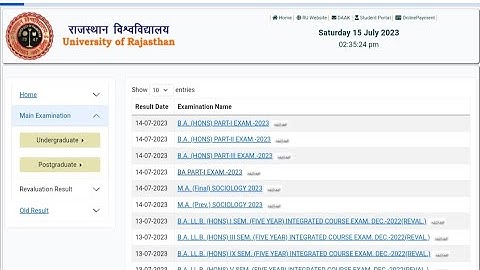 ba part-1 result announced 2023 university of Rajasthan|| dob & roll number send करे latest news