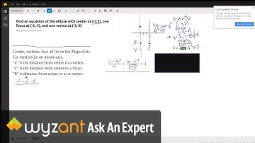 Find equation of ellipse given coordinates of center, a vertex, and a focus. (major axis vertical)