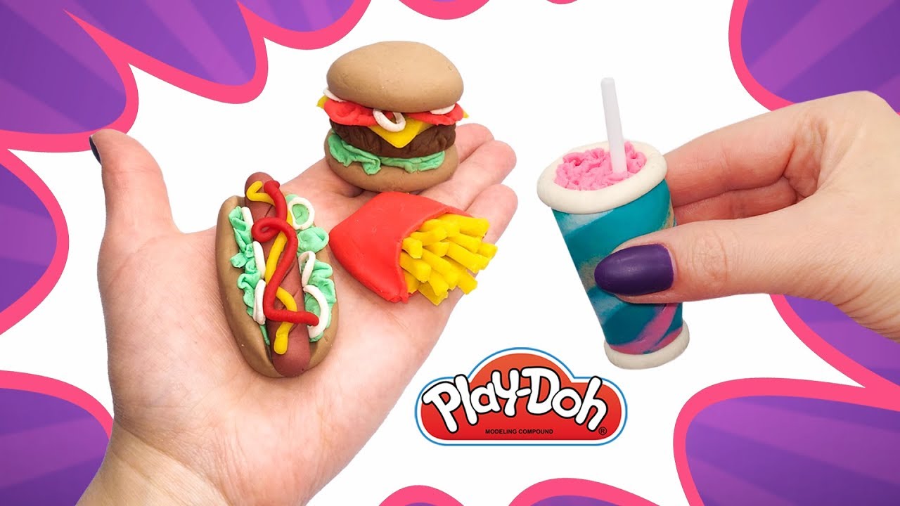 DIY Mini Fast Food for Dolls. How to make Play Doh Mcdonalds Menu