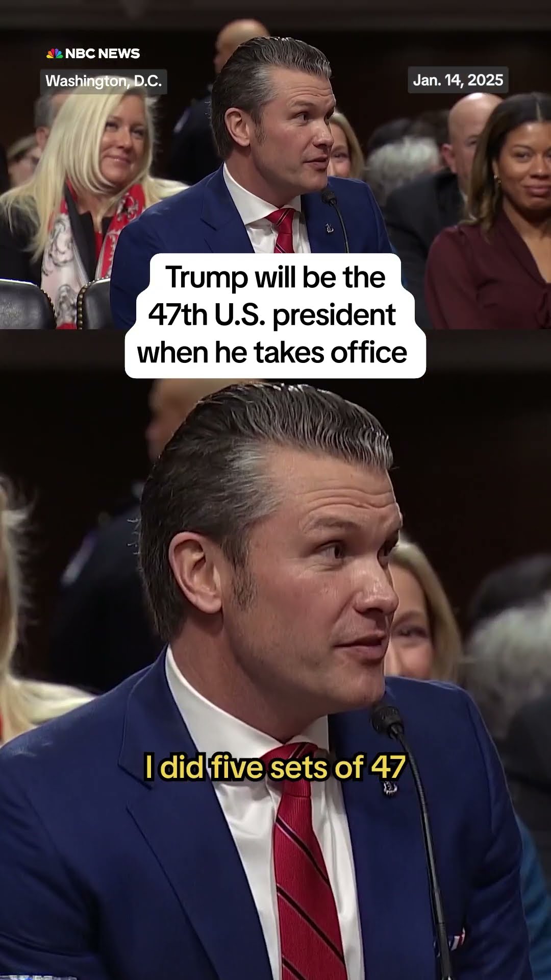 Hegseth says he does pushups in sets of 47 in an apparent nod to Trump