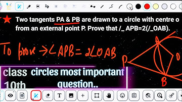 Two tangents PA & PB are drawn to circle with centre o from an external point P. Prove APB =2(/_OAB)