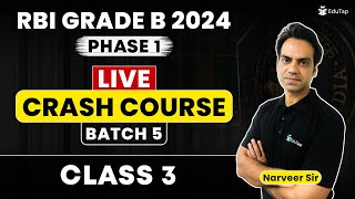 RBI Grade B 2024 Phase 1 Complete Preparation | LIVE Classes RBI Phase 1 | RBI 2024 Crash Course