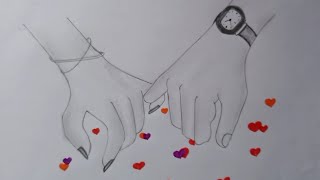 Love art || How to draw holding hands of couple || Pencil drawing of holding hands for begginers