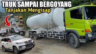 Truk Sampai Bergoyang‼️Tanjakan Mengisap Penuh Drama