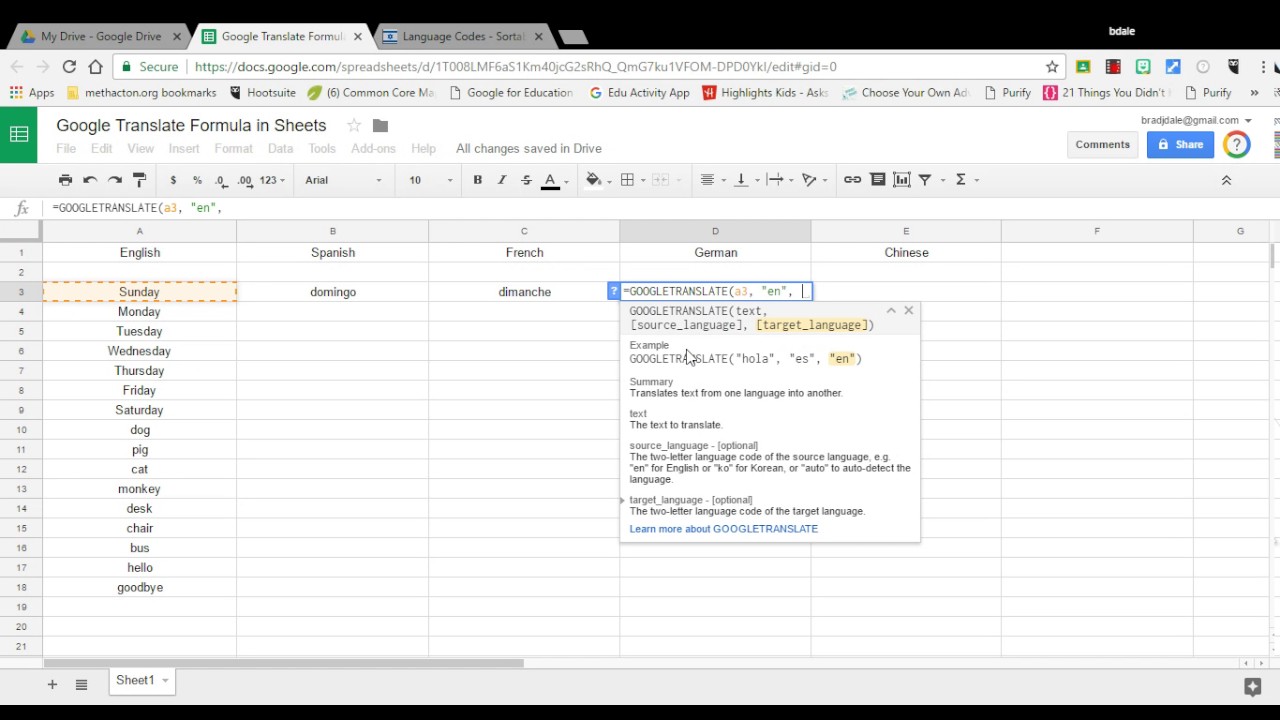 Google Translate Formula In Google Sheets YouTube