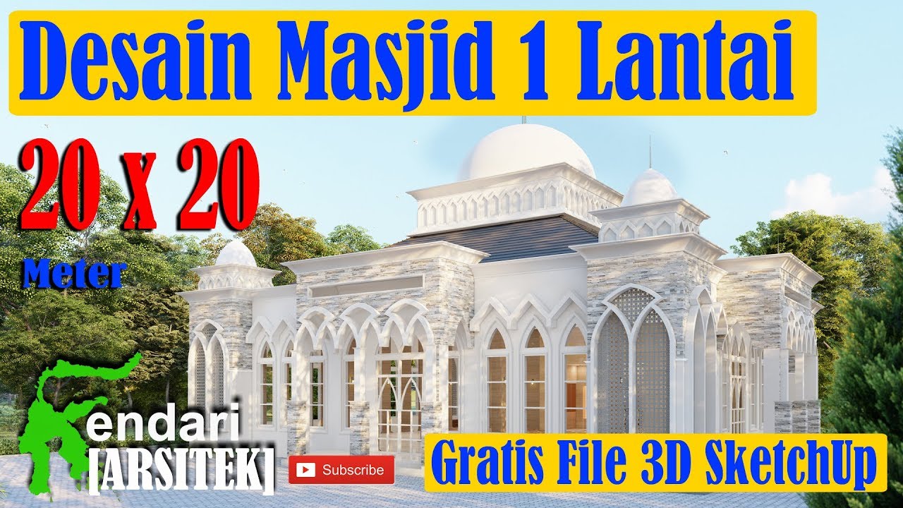Modern Mosque Design 1 Floor 20 X 20 Meters Complete With Interior Free 3d Sketchup Files