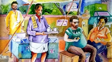 Tea Stall - Memory Drawing / Picture Composition / Scenery / for Fine Art Entrance BFA