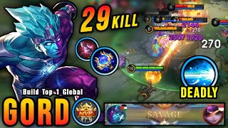 29 Kills   SAVAGE!! Gord Best Build and Emblem!! - Build Top 1 Global Gord ~ MLBB