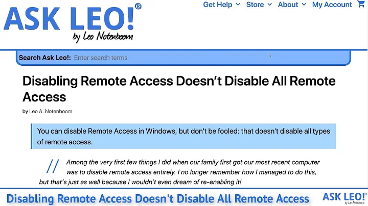 Disabling Remote Access Doesn't Disable All Remote Access