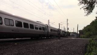 Acela Express trains 2155 and 2190 meet at Waterford, CT