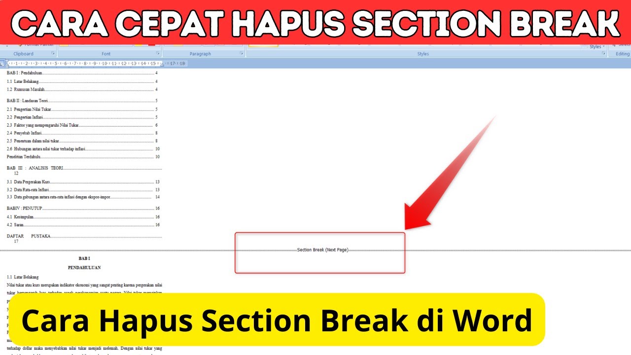 Cara Cepat Menghapus Section Break di Word