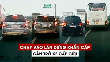 Cận cảnh nhiều ô tô chạy vào làn dừng khẩn cấp trên cao tốc, cản trở xe cấp cứu