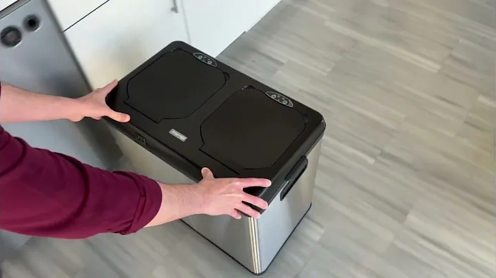 iTouchless 16 Gallon Dual-Compartment Sensor Recycle Bin & Kitchen Trash Can (Black Lid)