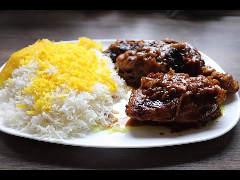     خورشت مرغ و آلو با رب انار  
