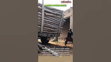 🪵 Manual Log Unloading! 🤯 Ancient Wedges vs. Massive Truckload of Wood #shortsfeed #satisfying